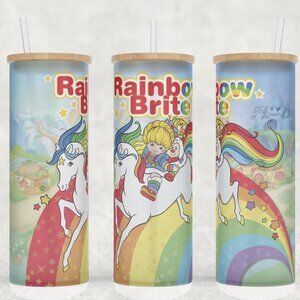 Frosted Glass Rainbow Brite with Starlite and Sprite 80s Cartoon Cup Mug…